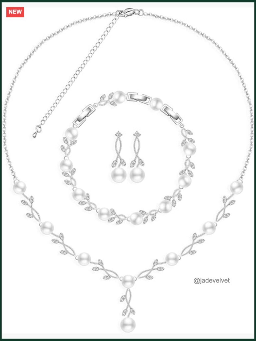 Bridal Pearl Jewelry Set Necklace Earrings Bracelet Wedding Party